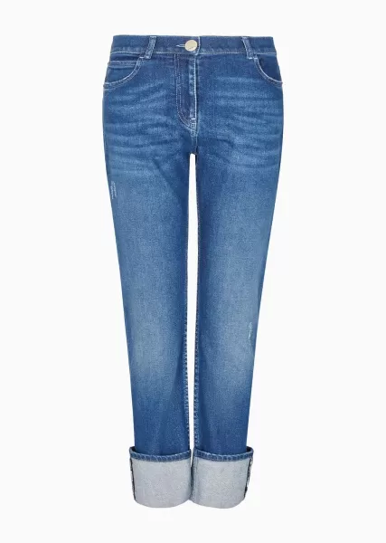 Femme Jeans Pantalon 5 Poches Collection Denim En Denim De Coton Stretch Denim Rabais