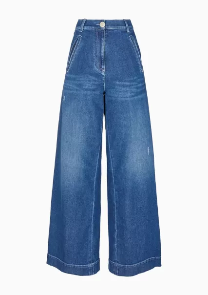 Bon Denim Jeans Femme Pantalon Large Collection Denim En Denim De Coton Stretch