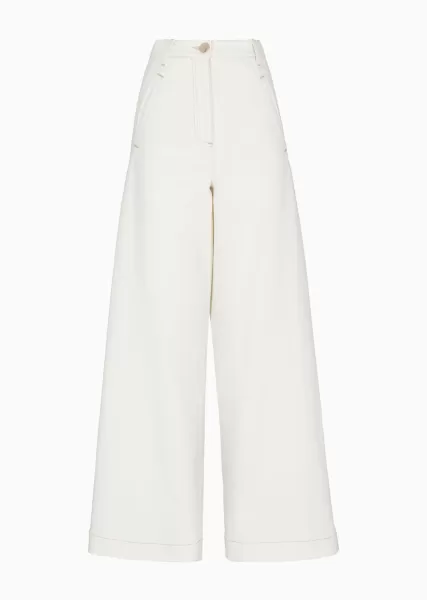 Performant Jeans White Femme Pantalon Large Collection Denim En Denim De Coton Stretch