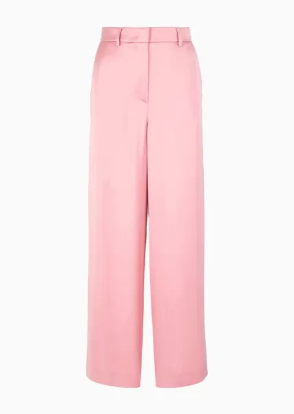 Femme Jupes Et Pantalons Pink Pantalon Sans Pinces En Satin Double De Soie Innovation