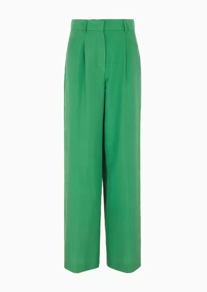 Femme Green Pantalon À Une Pince En Soie Lavée Jupes Et Pantalons Incroyable