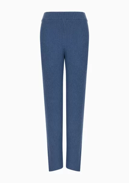 Compter Blue Pantalon Giorgio Armani Neve En Cachemire Côtelé Femme Jupes Et Pantalons