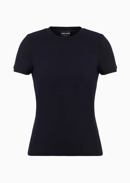 Femme T-Shirt En Jersey De Viscose Stretch Navy Blue Innovant T-Shirts