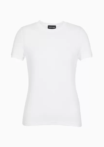 T-Shirt En Jersey De Viscose Stretch Performance T-Shirts White Femme