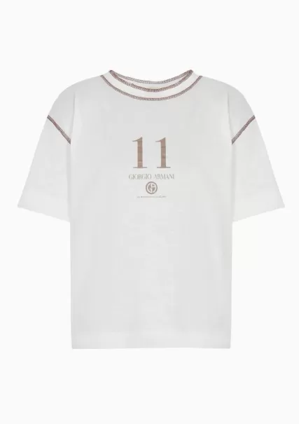 T-Shirts Produit T-Shirt À Col Ras-Du-Cou En Jersey De Pur Coton Atelier 11 White Femme