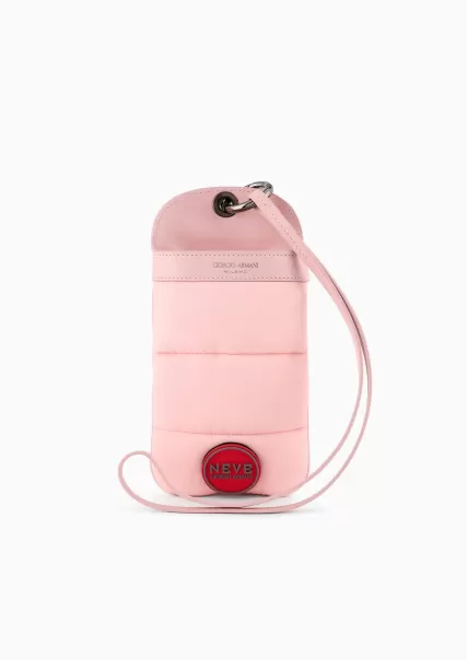 Portefeuilles Étui Pour Téléphone Portable Giorgio Armani Neve En Nylon Matelassé Efficace Femme Pink
