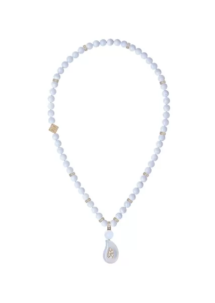 Collier Josephine En Or 18 Carats, Calcédoine Et Diamants Fine Jewellery Femme Light Grey Précision