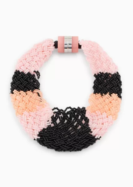 Compact Pink Femme Collier À Effet Crochet Avec Perles Multicolores Joaillerie