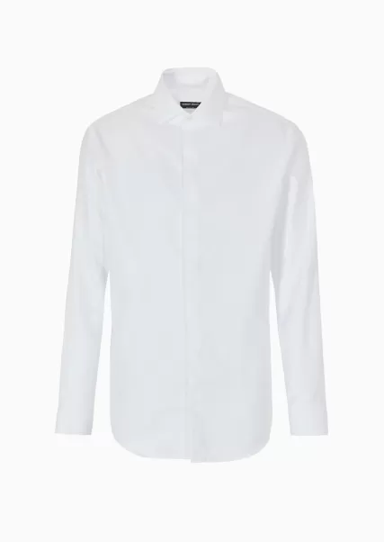 Homme Soldes White Chemise Coupe Classique En Coton Chemises Classiques