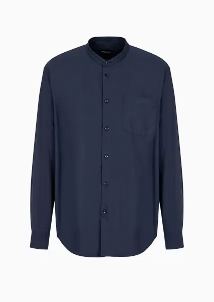 Chemise En Coton Imprimé À Motif Géométrique Floqué Chemises Mode Homme Prix Abordable Navy Blue