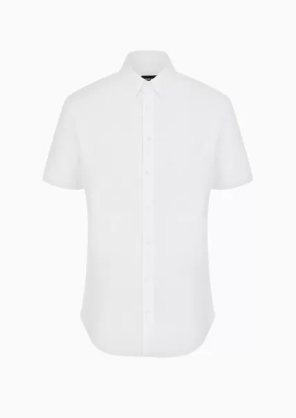 Chemises Mode Esthétique Chemisier À Manches Courtes En Tissu Uni Stretch White Homme