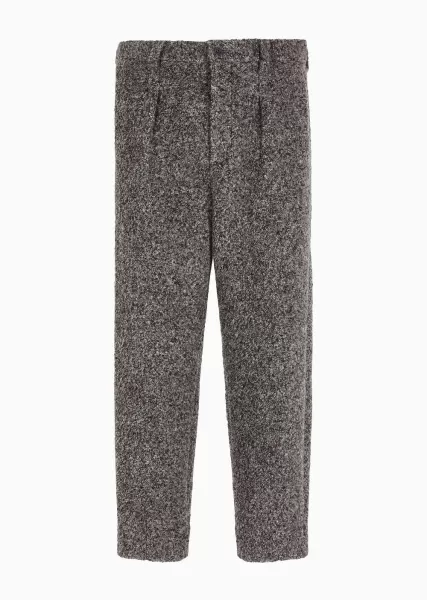 Moderne Homme Pantalon À Pince Simple En Alpaga Bouclé Mélangé Complets Grey