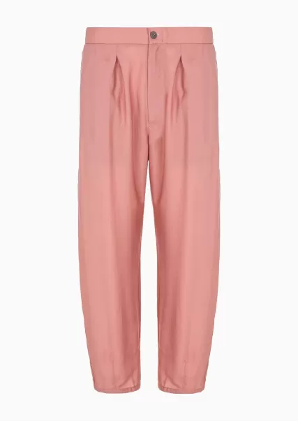 Doux Powder Pink Complets Pantalon À Pli Simple En Lyocell Et Soie Armani Sustainability Values Homme
