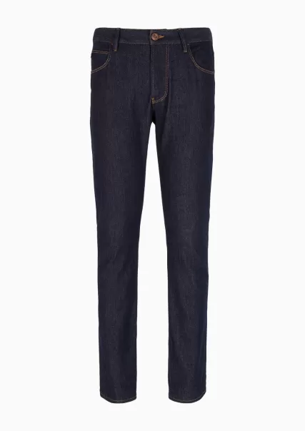 Pantalon 5 Poches Coupe Slim En Denim De Coton Stretch Dark Blue Jeans Homme Prix Abordable