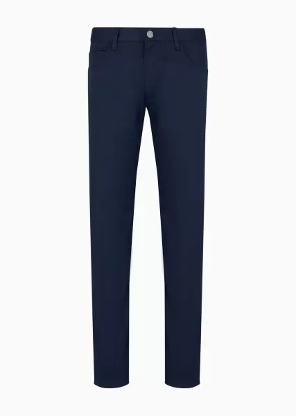 Pantalon 5 Poches Coupe Classique En Coton Stretch Homme Jeans Prix Hors Taxes Blue Logo