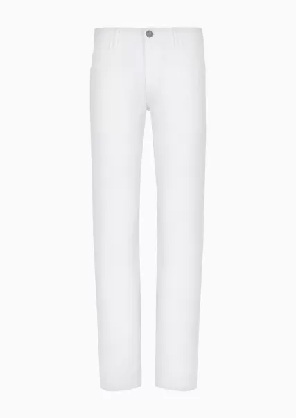Pantalon 5 Poches Coupe Classique En Coton Stretch White Flexibilité Homme Jeans