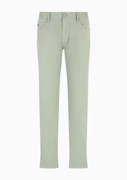 Homme Light Green Jeans Pantalon 5 Poches Coupe Classique En Coton Stretch Luxueux