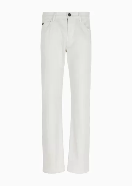 Pantalon 5 Poches Coupe Classique En Lyocell Et Coton Stretch Prix Promotionnel Jeans Homme White
