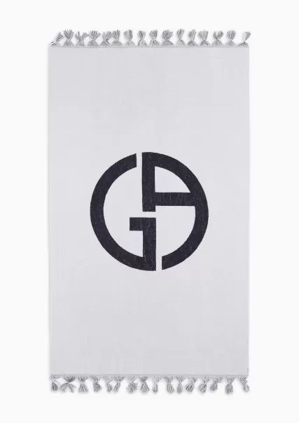 Maillots De Bain Serviette De Bain En Pur Coton Avec Logo Ga Homme Exceptionnel White