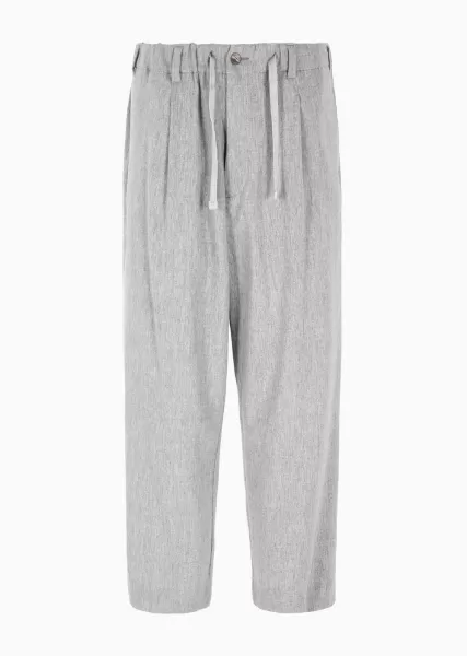 Moderne Pantalon À Une Pince En Laine Vierge Et Cachemire Collection Denim Light Grey Pantalons Homme