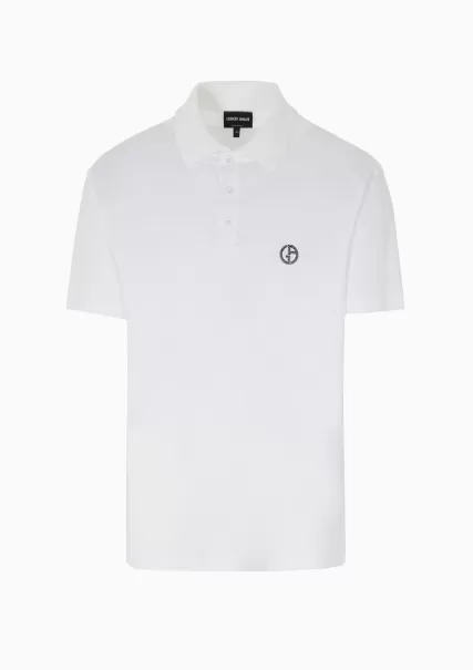 White Fiable Homme Polos Polo En Interlock De Pur Coton Avec Logo Brodé