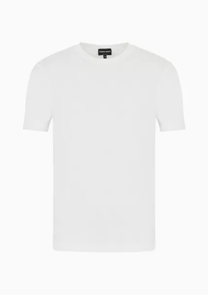 Homme White Économique T-Shirts T-Shirt Ras-Du-Cou En Jersey De Viscose Stretch Icon