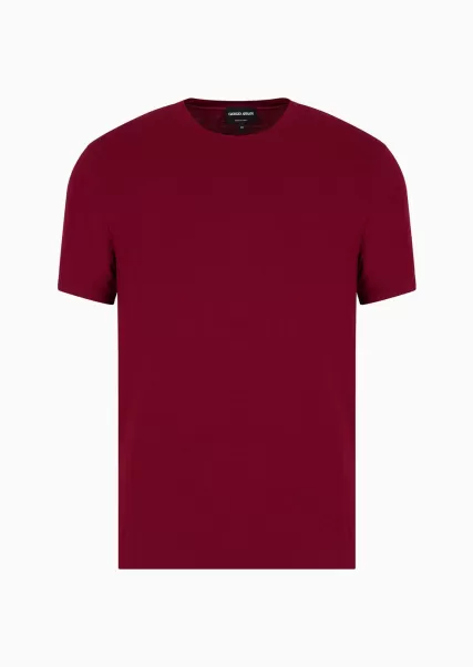 Prix Juste Burgundy T-Shirt Ras-Du-Cou En Jersey De Viscose Stretch Icon T-Shirts Homme
