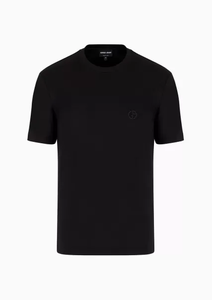 Homme T-Shirt En Interlock De Coton Avec Broderie Logo Black T-Shirts Normé