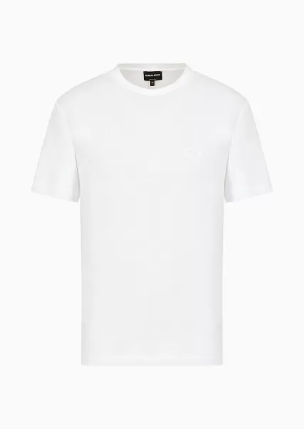 White T-Shirt En Interlock De Coton Avec Broderie Logo Qualité Homme T-Shirts