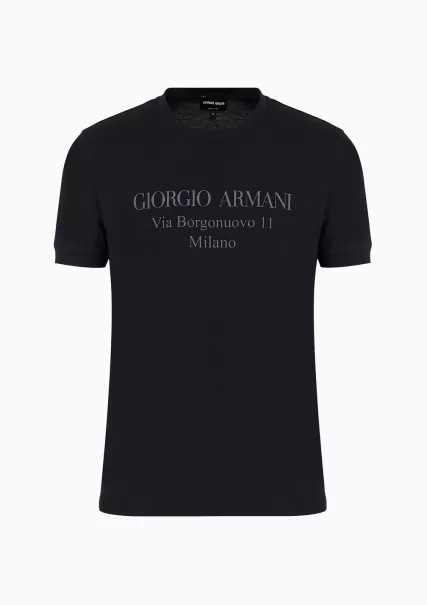 T-Shirt Borgonuovo 11 En Jersey De Coton Pima T-Shirts Prix Mini Homme Midnight Blue