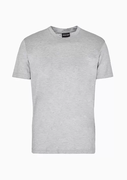 T-Shirt En Jersey Rasé De Soie Et Coton Mélangés Light Grey Homme Frais T-Shirts
