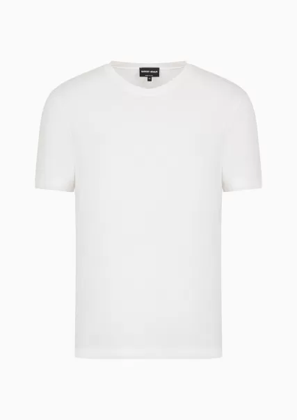 T-Shirt À Col En V En Jersey De Viscose Stretch Icon Économique T-Shirts Homme White