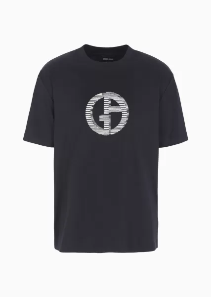 T-Shirts Achat Groupé Homme T-Shirt En Interlock De Pur Coton Avec Broderie Logo Black