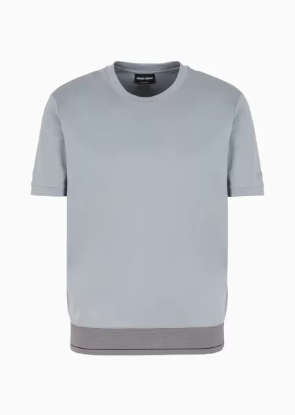 Fiable Azure Homme T-Shirt À Col Rond En Interlock De Coton Biologique Armani Sustainability Values T-Shirts