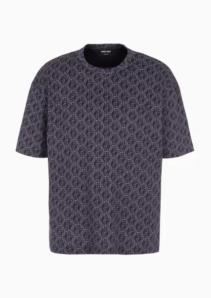 T-Shirts Pattern T-Shirt En Coton Surdimensionné Avec Logo Armani Sustainability Values All Over Ga Moderne Homme