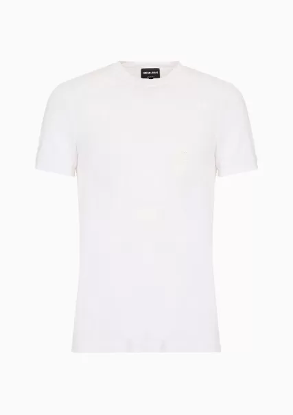 White Authentique Homme T-Shirts T-Shirt En Jersey De Viscose De Bambou Stretch Avec Broderie Ga