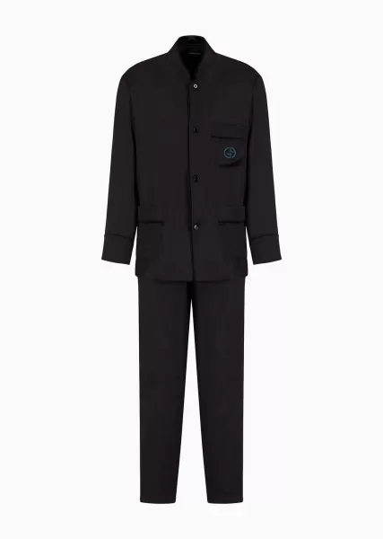 Tenir Homme Vêtements De Détente Pyjama En Soie Avec Monogramme Black