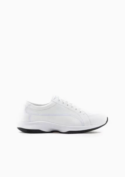 Homme Vendre White Sneakers En Cuir Et Cerf Baskets