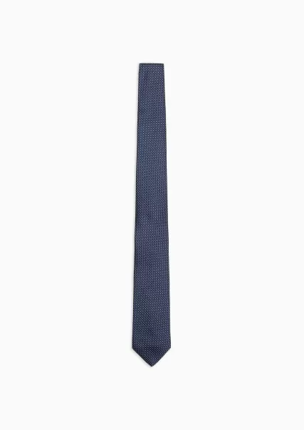 Cravate En Soie Jacquard Dark Blue Ties Homme Prix Barré